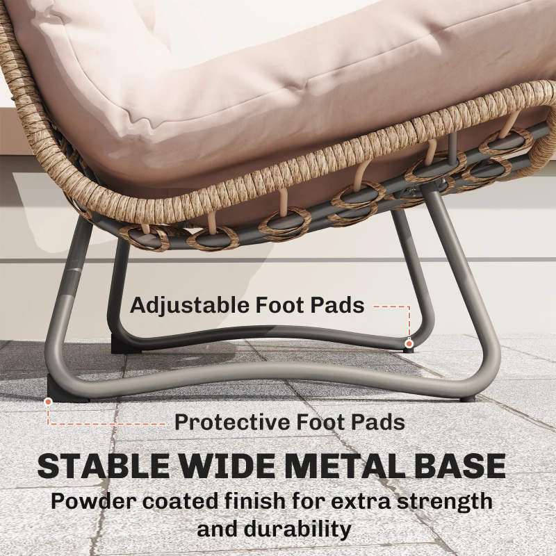 Outsunny Set de muebles de jardín 4 piezas Poliratán Lounge con sofá 2 plazas, 2 sillones, mesa de cristal, asiento ancho y profundo, cojines gruesos