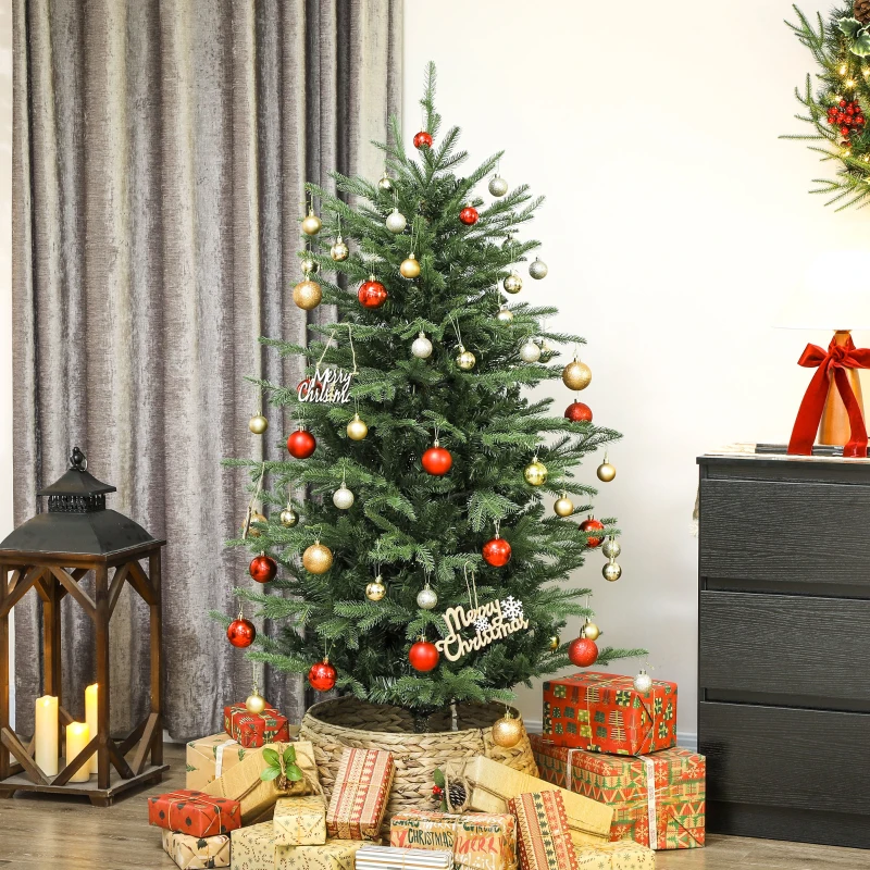 HOMCOM Árvore de Natal Artificial 150 cm com 1186 Ramos Densos Suporte Metálico Dobrável para Interior Verde