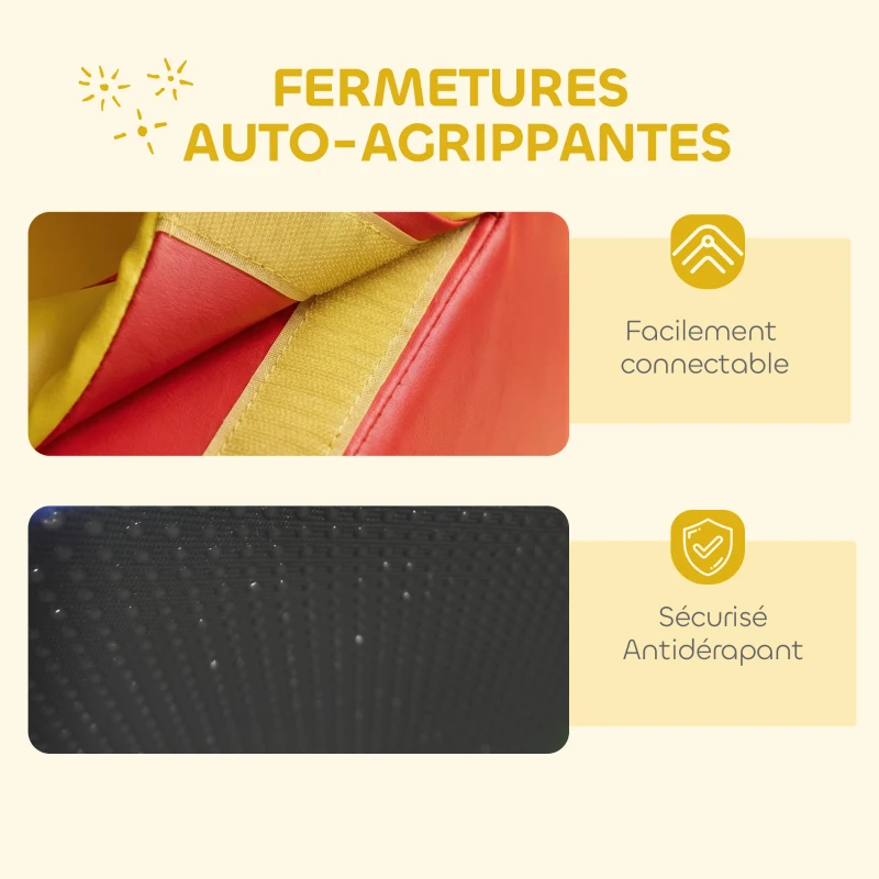 AIYAPLAY Parcours motricité bébé en mousse EPE avec piscine à balles, module motricité bébé avec housse en PU, multicolore