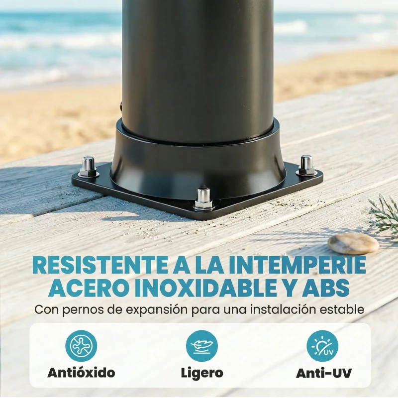 Outsunny Ducha Solar Jardín 40L con Cabezal Ducha de Mano Grifo para Pies y Temperatura Ajustable Máx. 60 °C para Piscina Negro