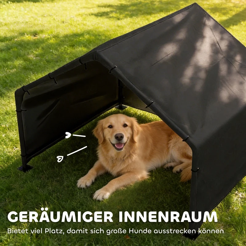 PawHut Hundehütte Hundehaus mit wasser- und UV-beständiger Überdachung, für Hunde bis 30 kg 125 x 110 x 93 cm Schwarz