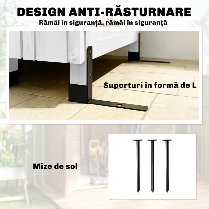 Outsunny Căsuță de Grădină din Lemn, Depozit cu Rafturi Reglabile și Acoperiș Zincat