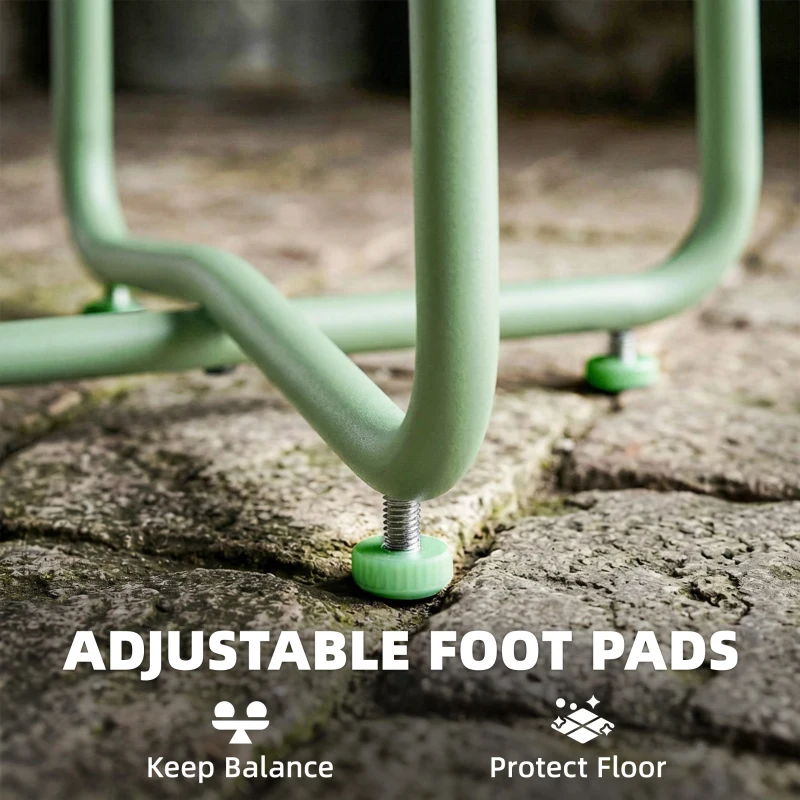 Outsunny 48 cm Round Garden Side Table, Small Metal Outdoor Garden Table with Rolled Edge, Green