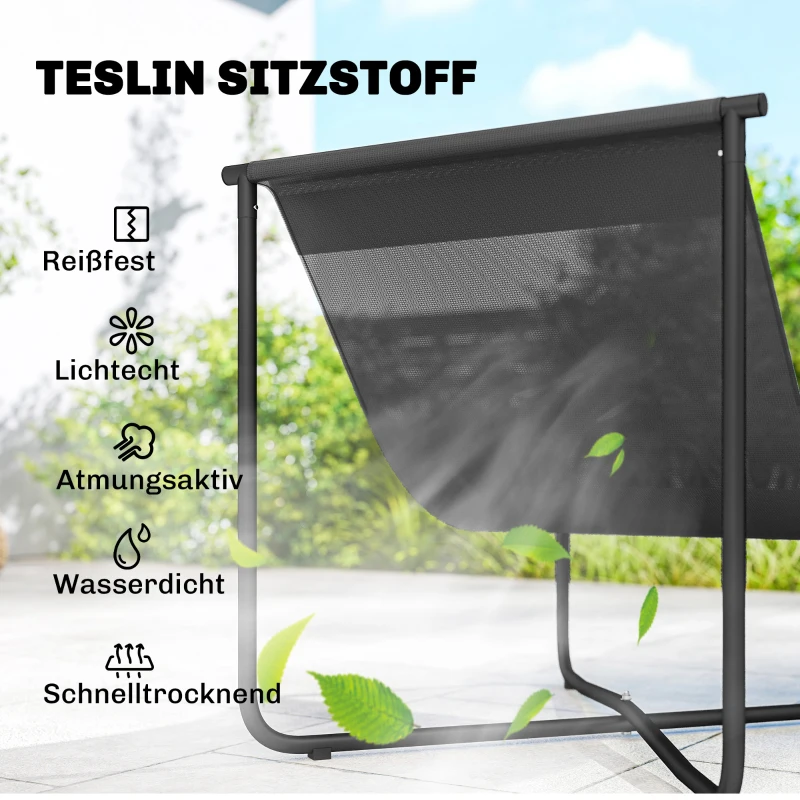Outsunny Lounge Sessel Outdoor Ergonomischer Gartensessel mit hautfreundlich Kissen Breiter Sitz Stahlrahmen Dunkelgrau