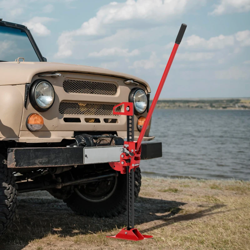 HOMCOM Cric de levage cric voiture hauteur de levage 10-105 cm charge max. 3 tonnes acier 24 x 13 x 120 cm rouge