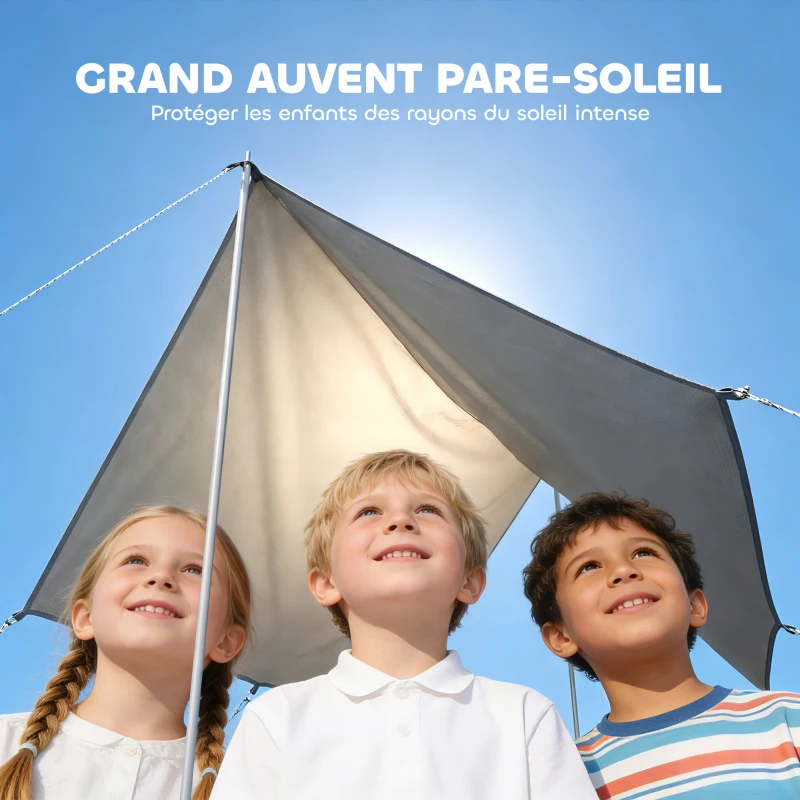 AIYAPLAY Bac à sable en bois avec auvent, bac à sable enfant extérieur avec 4 bancs, doublure de fond, jaune