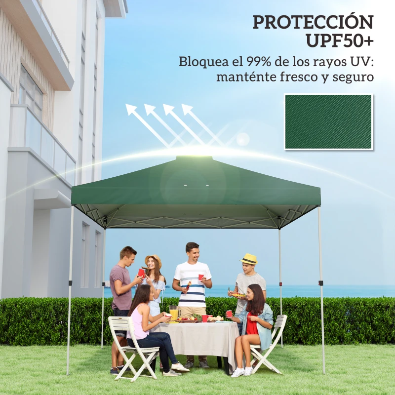 Outsunny Toldo de Pérgola de Recambio 3x3 m Techo de Repuesto para Carpa Plegable de Tela Oxford 210D Protección UV 50+ Verde