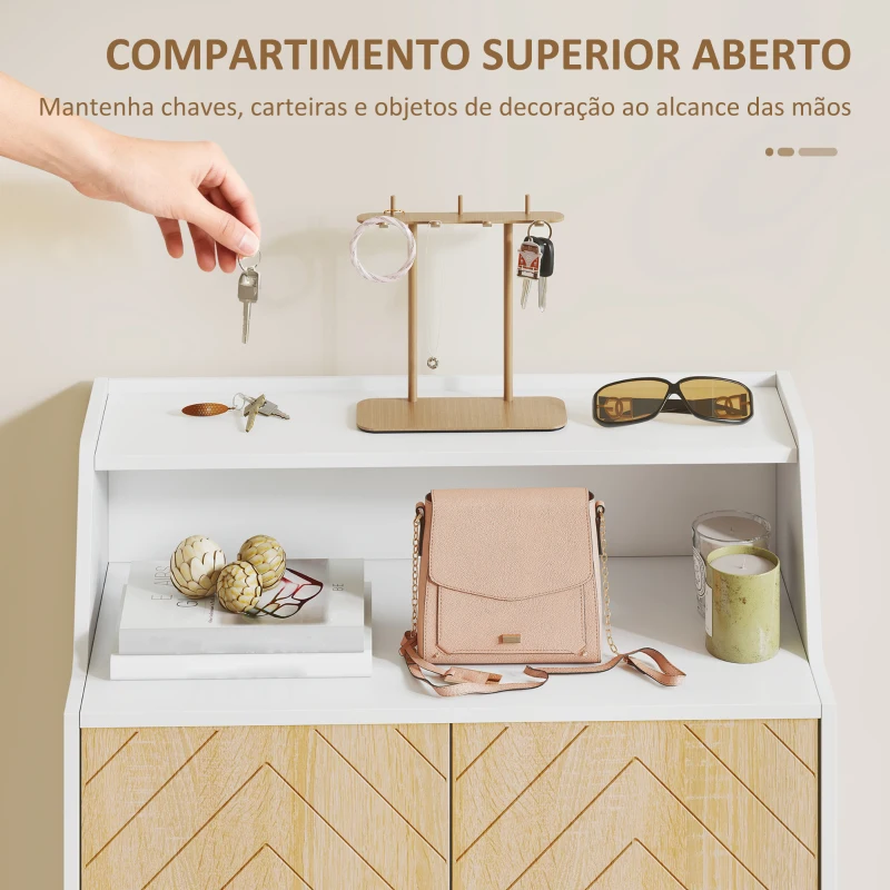 HOMCOM Sapateira para Entrada com Prateleiras Ajustáveis para 15 Pares de Sapatos 75x35x104 cm Branco e Madeira