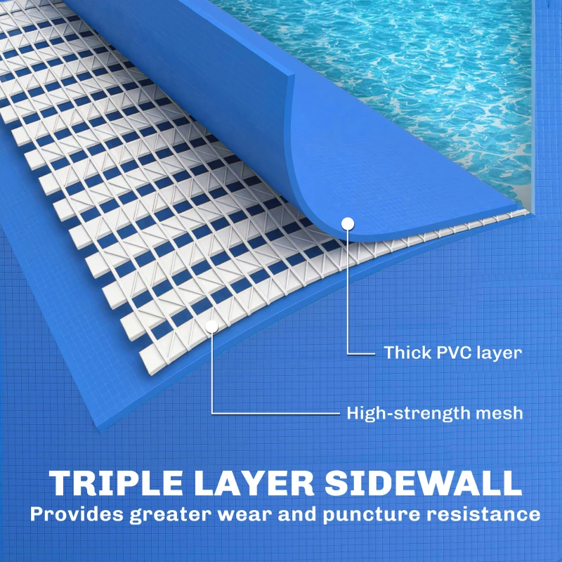 Outsunny Metal Frame Swimming Pool, Rectangular Above Ground Frame Pool with Repair Patch, 229 x 160 x 43 cm, Blue