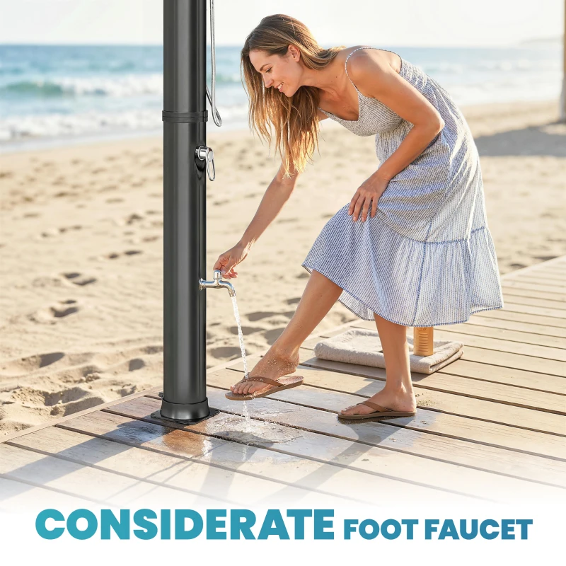 Outsunny Solarny prysznic 40L z ręczną słuchawką, deszczownicą i kranem, regulacja temperatury