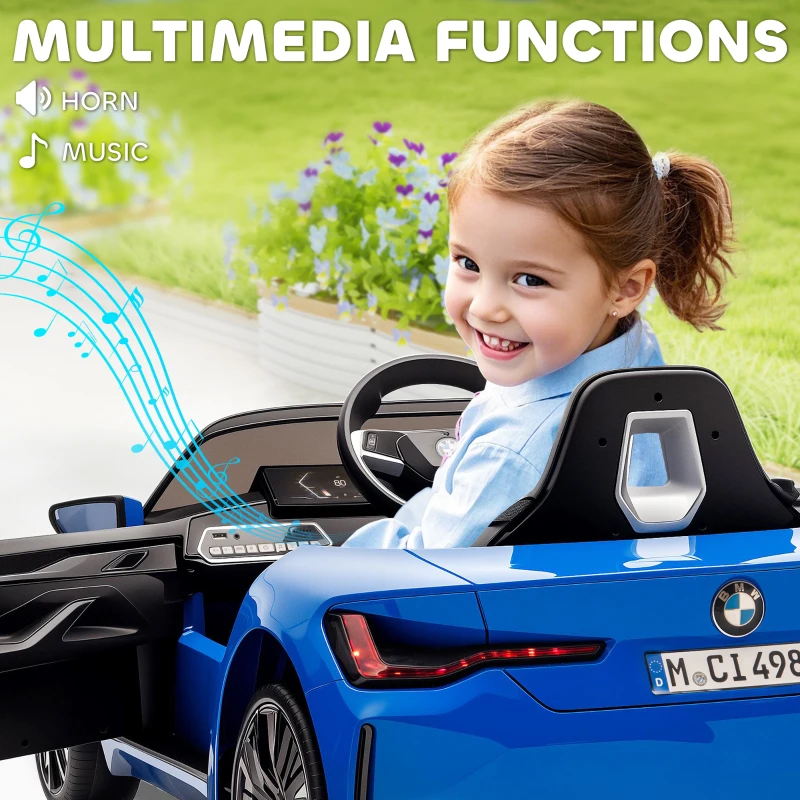 HOMCOM BMW i4 Licensed 12V Kids Electric Ride-On Car, Blue