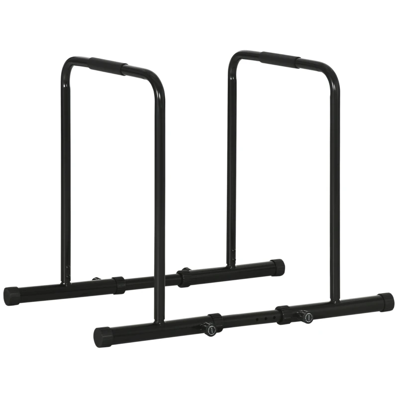 SPORTNOW Dips Barre Parallèle Station de Musculation en Acier, Hauteur et Espacement Réglables, 90-102x65x80-90cm, Noir