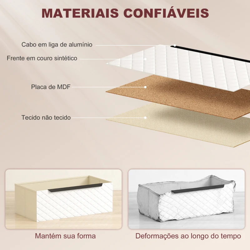 HOMCOM Cómoda com 4 Gavetas de Tecido Frentes com Padrão de Diamante Móvel de Arrumação 59,5,5x30x92,5 cm Madeira e Branco