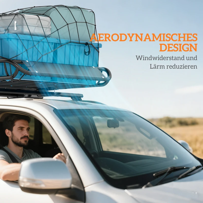 SPORTNOW Dachgepäckträger Universal Dachkorb mit Windschutz, bis 150 kg, 116 x 92 x 11,5 cm für SUV Trucks Schwarz