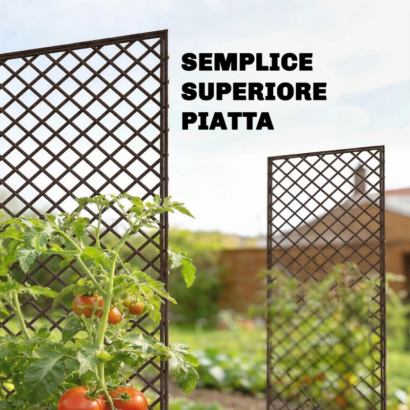 Outsunny Grigliato da giardino con vimini e parte superiore piatta, Legno Naturale