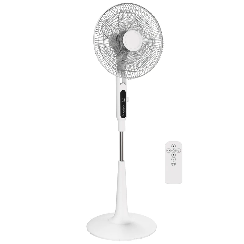 HOMCOM Three Mode Pedestal Fan, with Insect Repellant Box and LED Panel - White