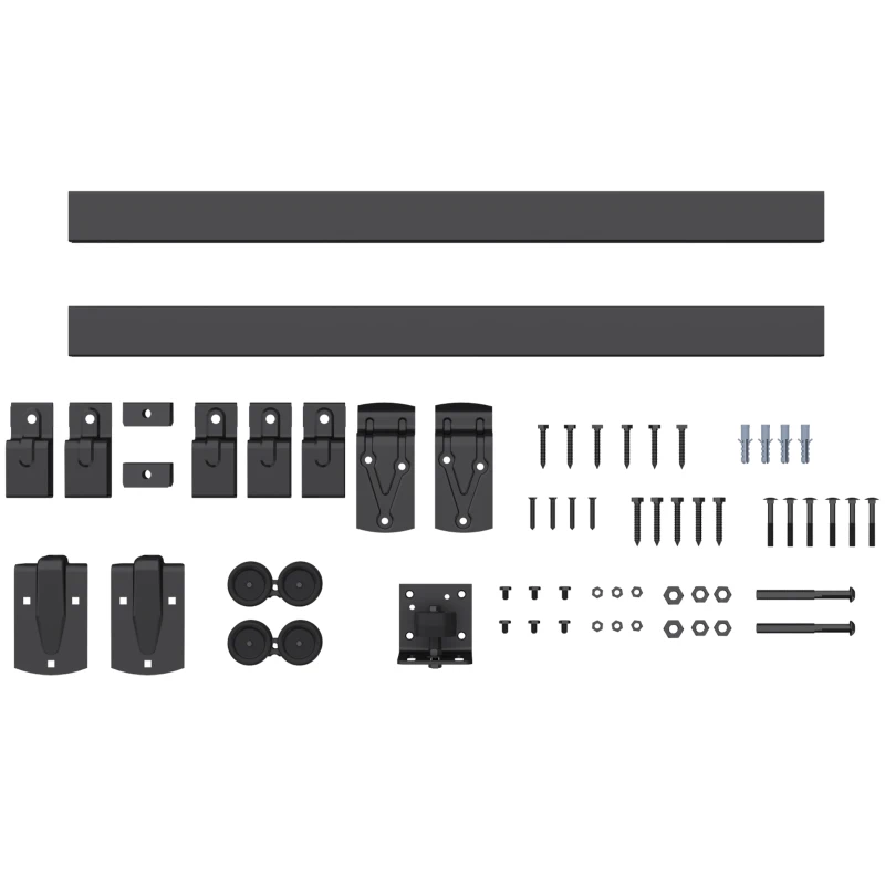 HOMCOM Kit de quincaillerie pour porte coulissante charge lourde 183 cm Noir pour portes simples