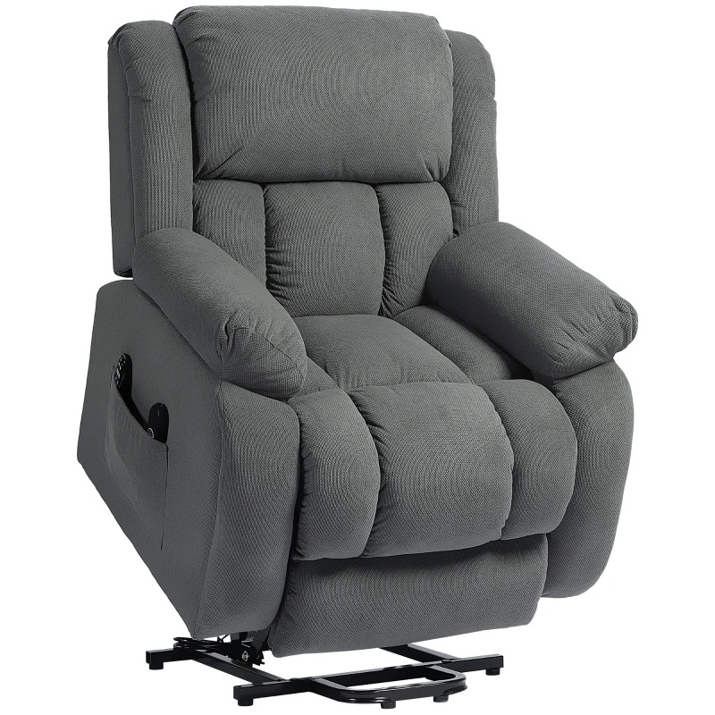 HOMCOM Fauteuil releveur électrique massage et chauffage avec repose-pied, dossier inclinable, télécommande et poche latérale(m-12)