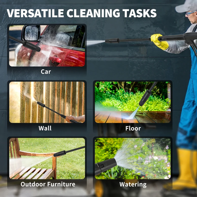 Outsunny 2200W High Pressure Washer, 170 Bar Pressure Washer with Adjustable Nozzle and 6M Hose, 33 x 31.5 x 80.5 cm, Yellow