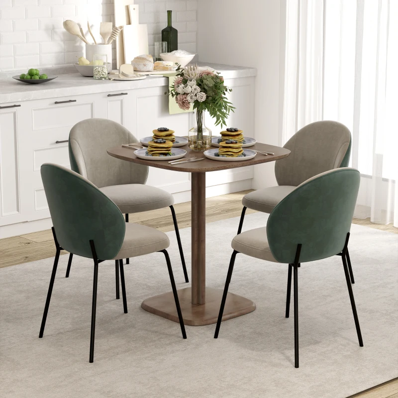 HOMCOM Table à manger pour 4 personne table de cuisine carrée style moderne avec plateau aspect bois, 70 x 70 cm, marron