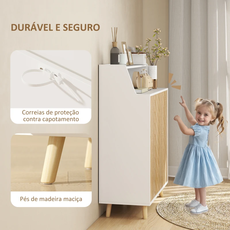 HOMCOM Sapateira para Entrada com Prateleiras Ajustáveis para 15 Pares de Sapatos 75x35x104 cm Branco e Madeira