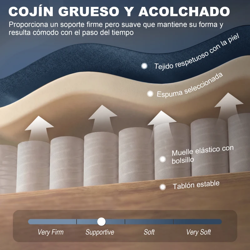 HOMCOM Sillón de Salón con Reposabrazos y Patas de Madera Butaca Carga 160 kg para Dormitorio Oficina Sala de Estar 74x86x102 cm Azul