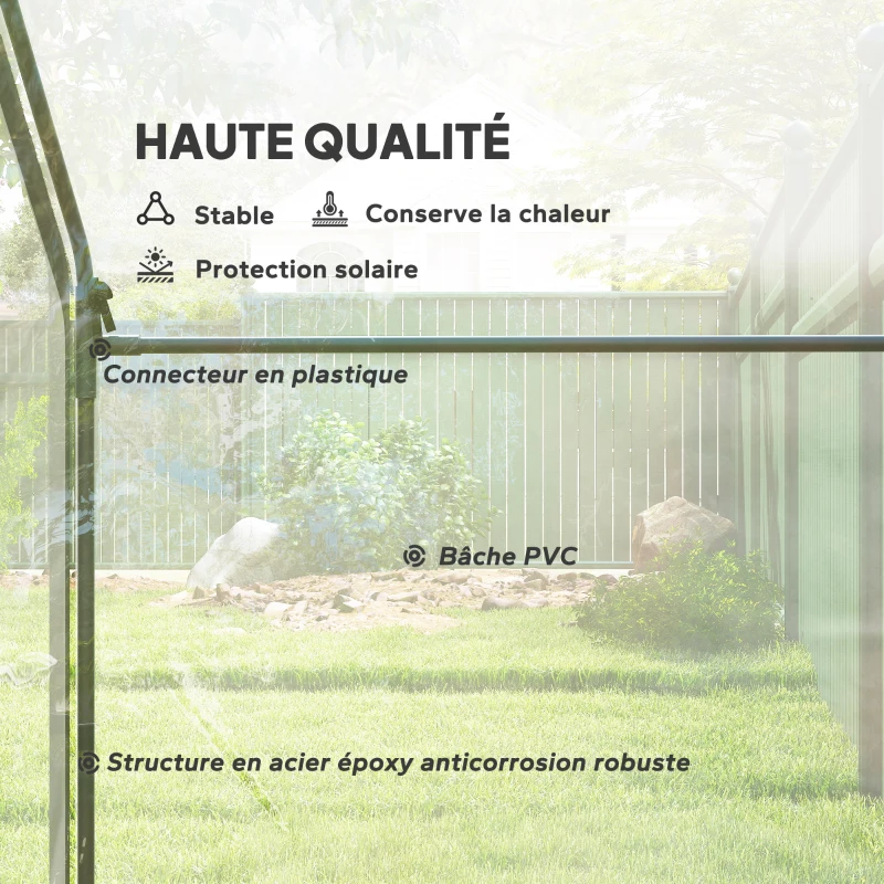 Outsunny Serre de Jardin Balcon terrasse Serre pour tomates 1,8L x 1l x 1,68H m Acier plastique imperméable Transparent Vert