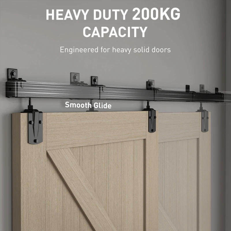 HOMCOM Zware schuifdeur hardware set 244 cm zwart voor enkelvoudige deuren