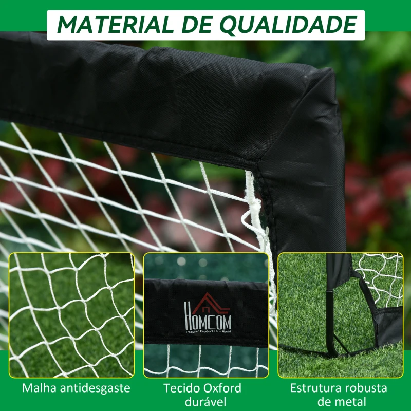 HOMCOM Balizas de Futebol Dobráveis para Crianças e Adultos com Saco de Transporte para Exterior Treino 183x90x90 cm Preto