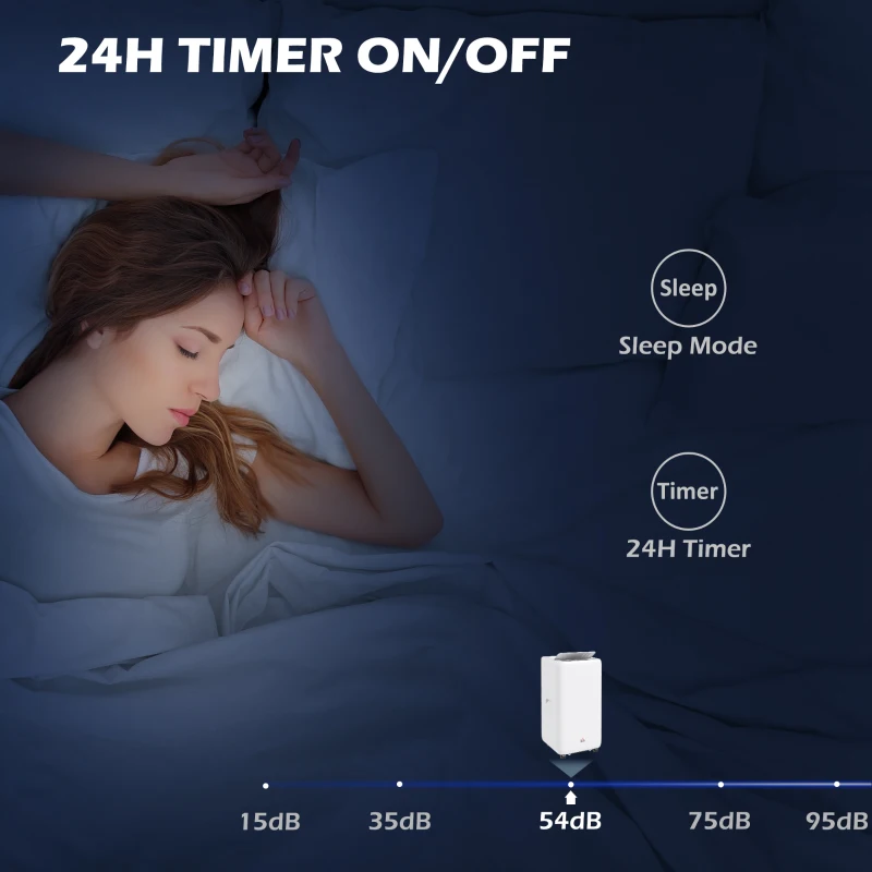 HOMCOM Przenośny klimatyzator z wężem 12.000 BTU 3,5 kW, 5-w-1, 24h timer, pilot, do 35㎡