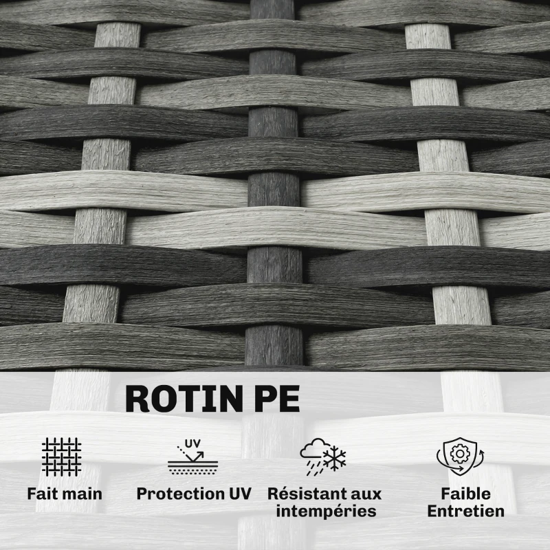 Outsunny Bain de soleil rond, lit de jardin extérieur modulable 3 PSC en résine tressée avec auvent rétractable, gris clair