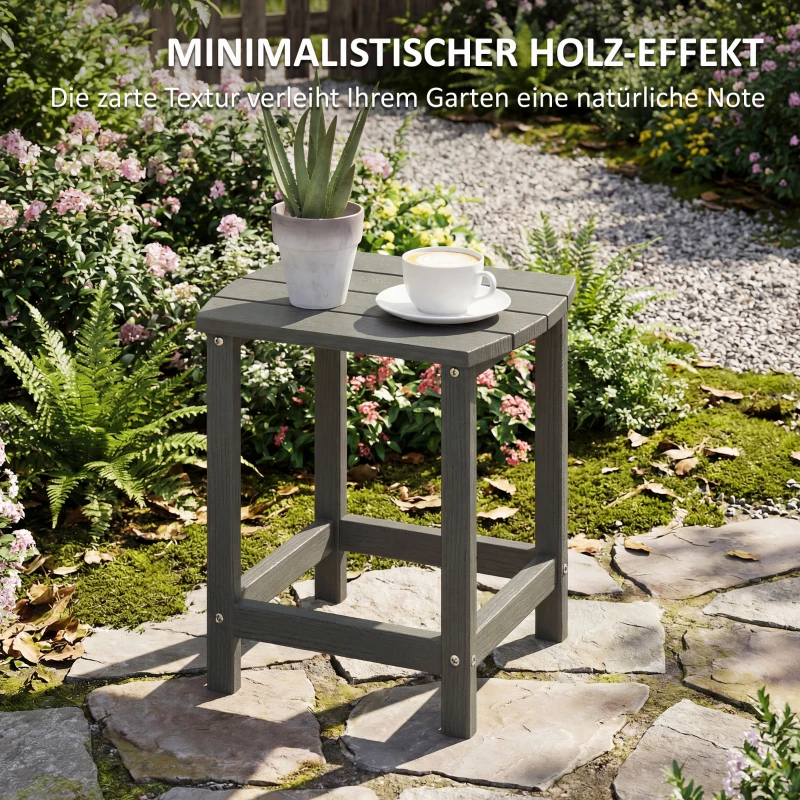 Outsunny Gartentisch, Wetterfest Balkontisch aus HDPE, Esstisch Outdoor Campingtisch für Garten Terrasse Balkon 48x37x46 cm Grau