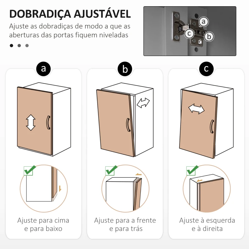 HOMCOM Armário de Cozinha com 3 Portas de Vidro Compartimento Aberto 2 Gavetas e Prateleiras Ajustáveis 100x40x180 cm Cinzento