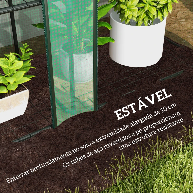 Outsunny Estufa Pequena com Prateleiras de 3 Níveis Portas com Fecho de Correr Estufa para Cultivar 215x46x151 cm Verde