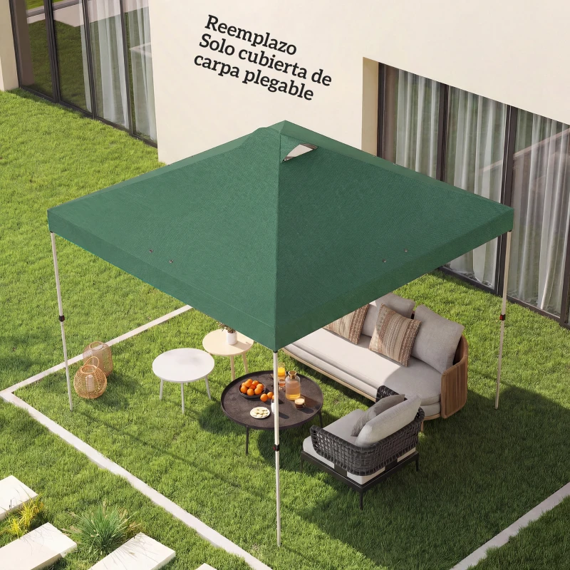 Outsunny Toldo de Pérgola de Recambio 3x3 m Techo de Repuesto para Carpa Plegable de Tela Oxford 210D Protección UV 50+ Verde