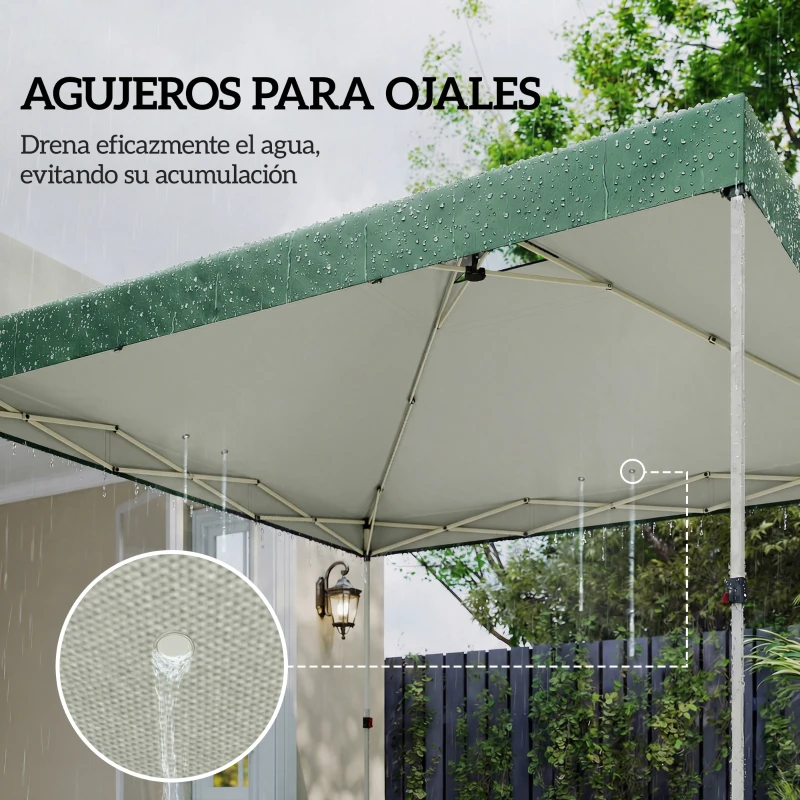 Outsunny Toldo de Pérgola de Recambio 3x3 m Techo de Repuesto para Carpa Plegable de Tela Oxford 210D Protección UV 50+ Verde