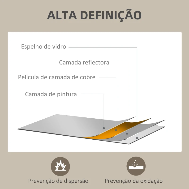 HOMCOM Espelho de Casa de Banho 70x90 cm Espelho de Parede Decorativo para Sala Entrada Corredor Horizontal ou Vertical Madeira