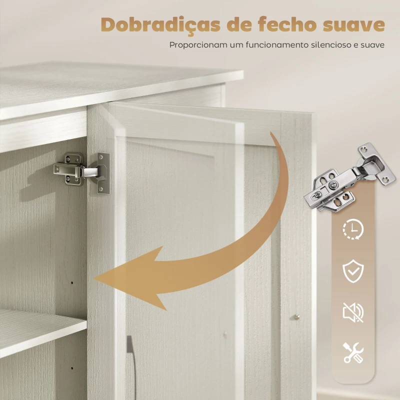 HOMCOM Aparador com 3 Portas Moderno para Sala de Estar com 2 Gavetas Prateleira Ajustável 120x38x79 cm Branco com Efeito Madeira