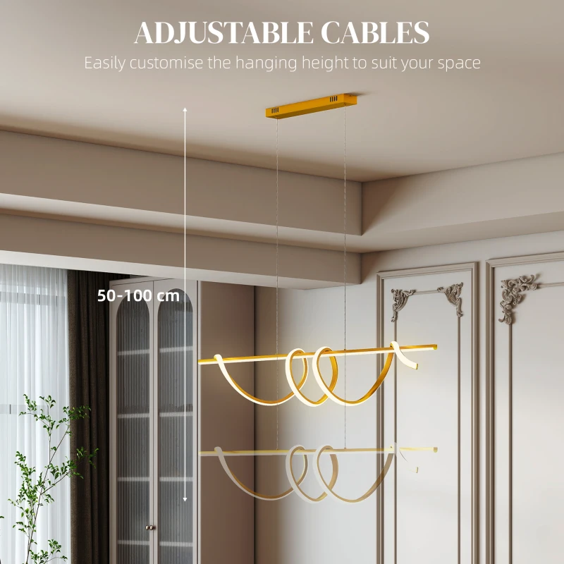 HOMCOM Pendant Light with 3 Colour Temperatures - Gold Tone