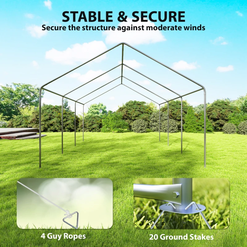 Outsunny Tenda para Festas 4x6 m, Tenda de Jardim com Paredes Removíveis, 2 Portas e Janelas UPF30+ para Casamentos, Cinzento e Branco