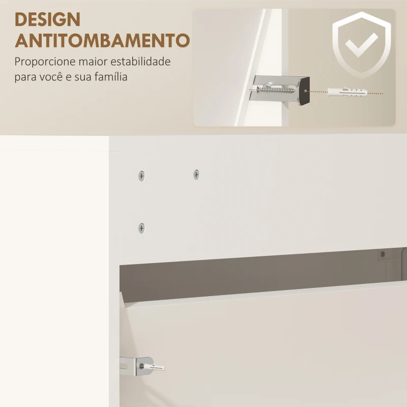 HOMCOM Sapateira Estreita com Espelho para 9 Pares de Sapatos para Corredor Espaços Reduzidos 65x17x114,5 cm Branco