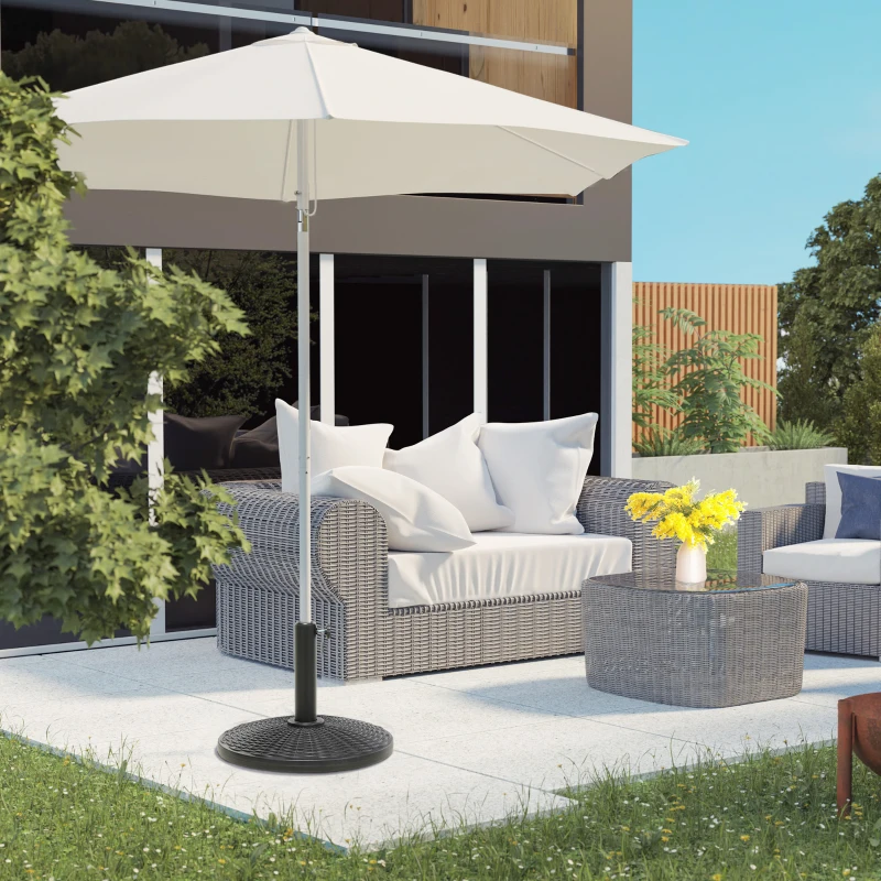 Outsunny Pied de parasol rond base de lestage Ø 44,5 x 32 cm résine imitation rotin noir bronze