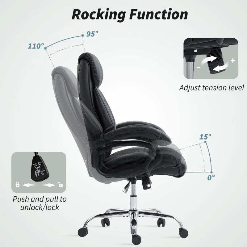 HOMCOM Executive Office Chair with Spring Padding - Black