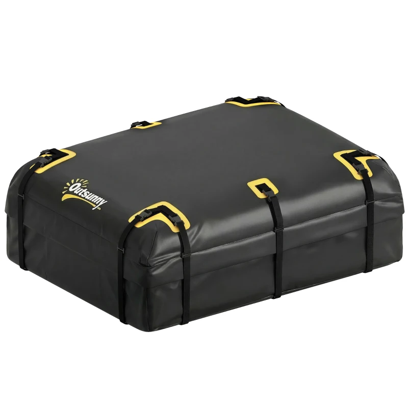 Outsunny Cutie de acoperiș auto 594,3 L pliabilă impermeabilă suport bagaje cu saltea antiderapantă 10 curele grele 6 cârlige pentru ușă
