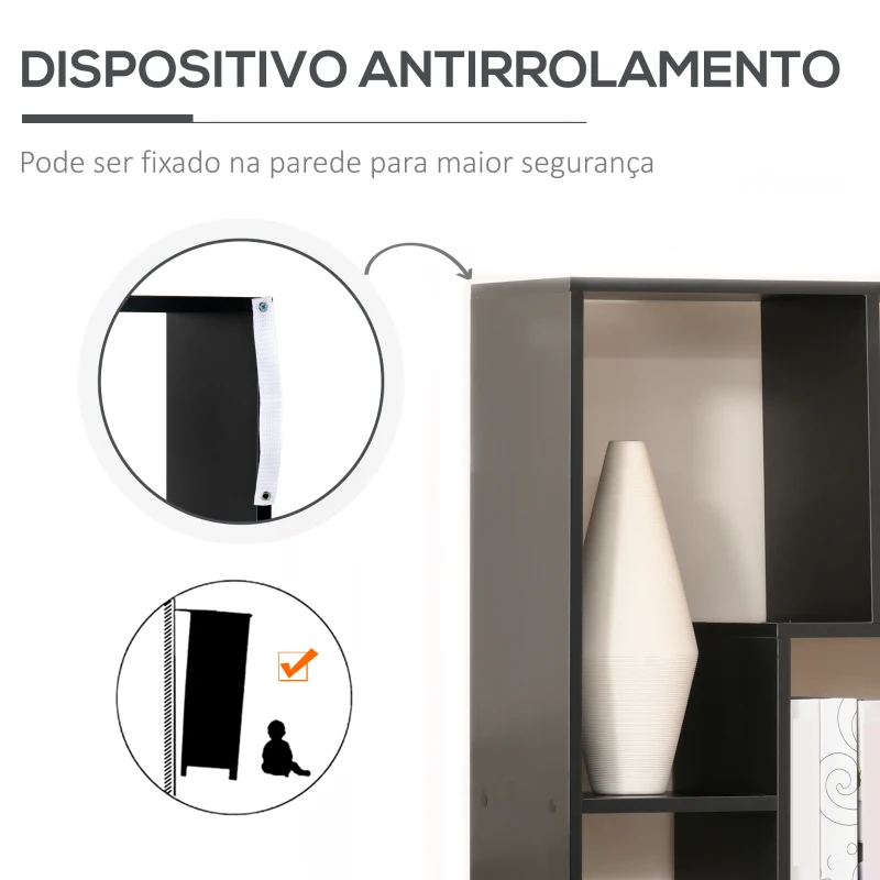 HOMCOM Estante Moderna Biblioteca Estreita com 8 Prateleiras para Sala Quarto e Escritório 70x24x178 cm Preto