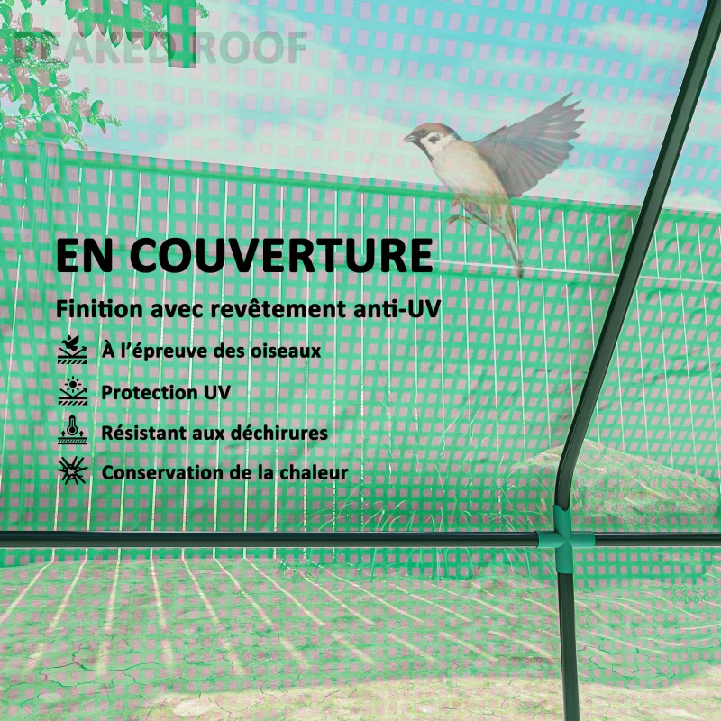 Outsunny Mini serre de jardin mini serre tunnel 240 x 90 x 90 cm toit pointu acier PE 3 fenêtres en filet enroulables vert