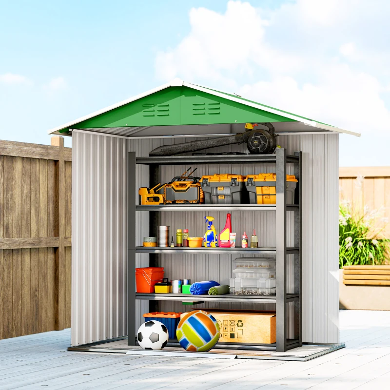 Outsunny 6.5 x 3.5ft Metal Garden Storage Shed - Green