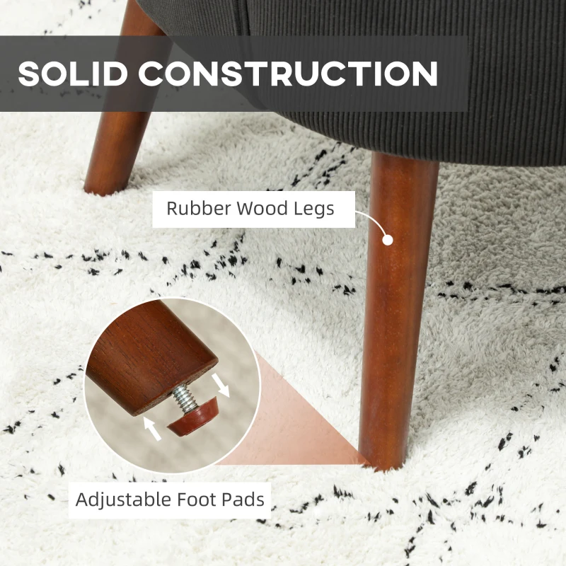 HOMCOM Corduroy Retro Accent Chair - Black