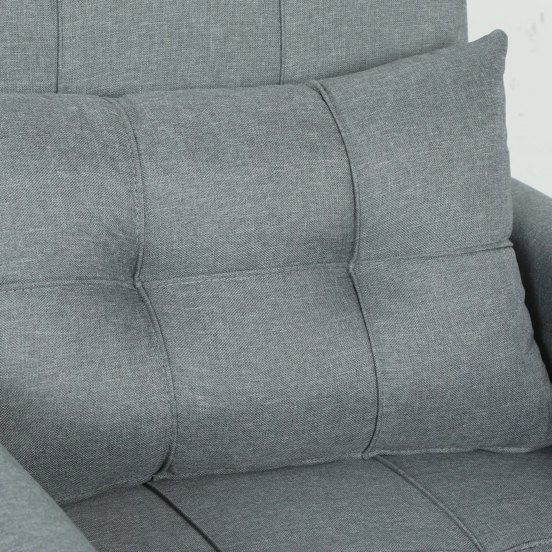 HOMCOM Sofá Cama Plegable Convertible con Respaldo Regulable y Cojín, Gris
