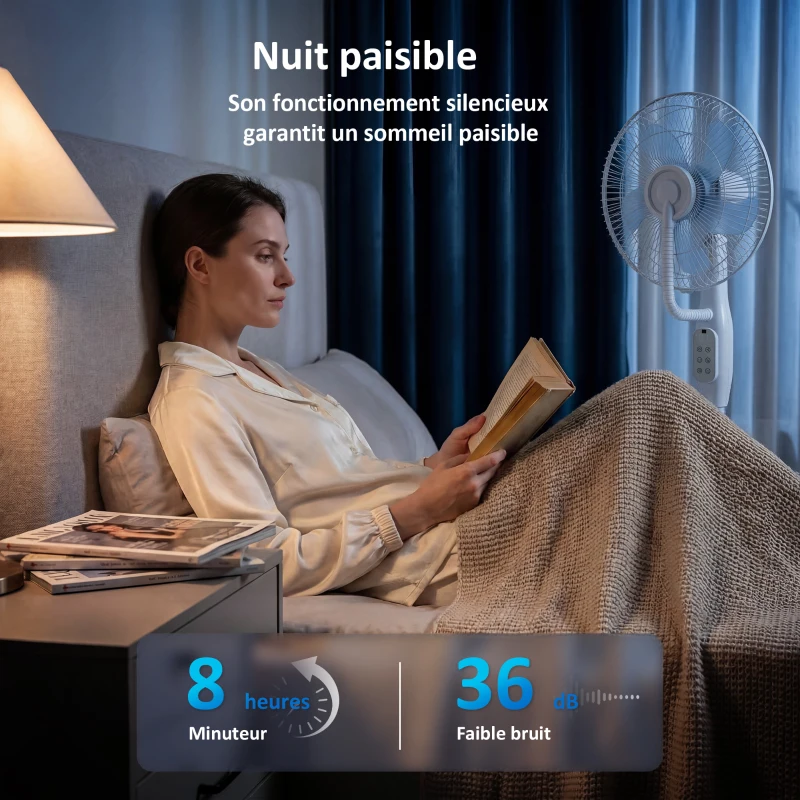 HOMCOM Ventilateur brumisateur silencieux 90W ventilateur sur pied 128cm oscillation 70° 3 vitesses 3 modes minuterie blanc